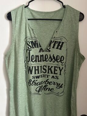 Maurices Light Green Graphic Tank with V-Notch